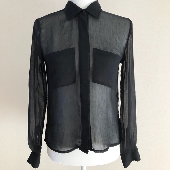 black sheer button up top